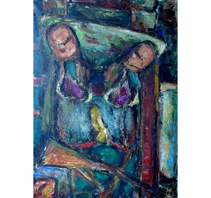 Edgar MELIK, huile sur toile, Couple
