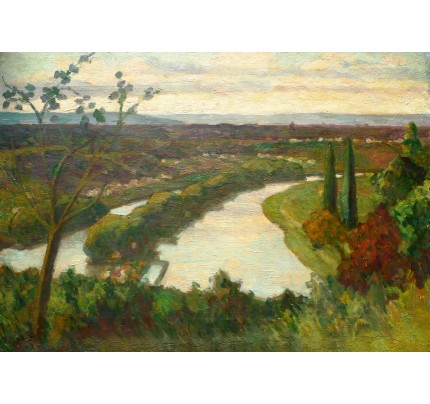 Gaston BALANDE, huile sur toile, rivière